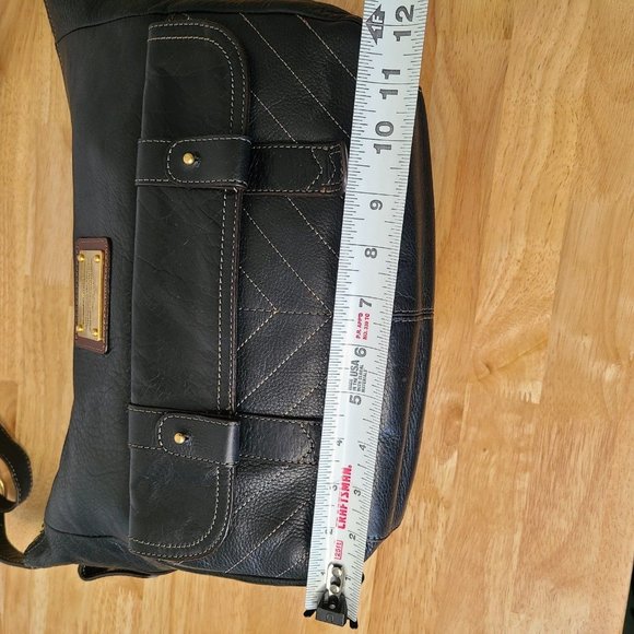 Black Leather Tommy Hilfiger Shoulder Bag Metal Plate - Picture 6 of 8